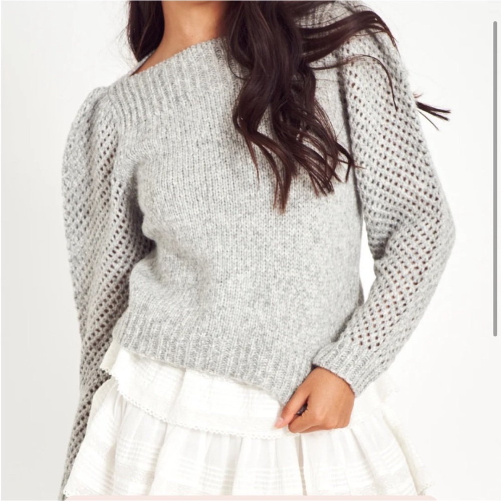 SOLD OUT LoveShackFancy Gray Cable Knit Crew Neck Sweater